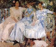 Joaquin Sorolla My wife and daughter were in the garden Spain oil painting artist